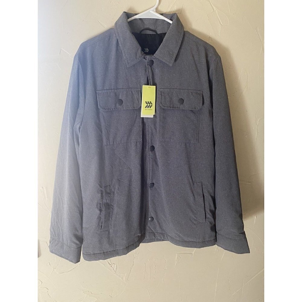 All In Motion Men's Lightweight Insulated Jacket Shirt Heather Gray Medium New